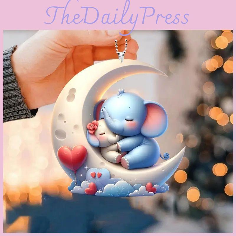 Acryl Cartoon Mond Elefant Auto Innenraum Hängeornament Für Dekorativen Stil