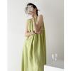 French green sleeveless loose and thin drape vest dress summer new chubby girl wear