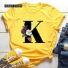 Women's Summer Short Sleeve T-Shirts Fashionable Casual Round Neck 26 English Letters Flower & Name Letter Printed Cotton T-shirts