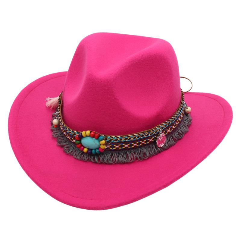 Ethnic Style Children'S Top Hat Tibetan Western Cowboy Hat Upturned Felt Hat Parent-Child Sun Protection Sun Hat Dance
