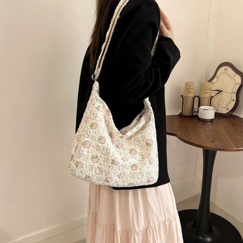 Large Capacity Cartoon Crossbody Bag Nylon Shopping Tote Bag Cute Canvas Shoulder Bag  Office