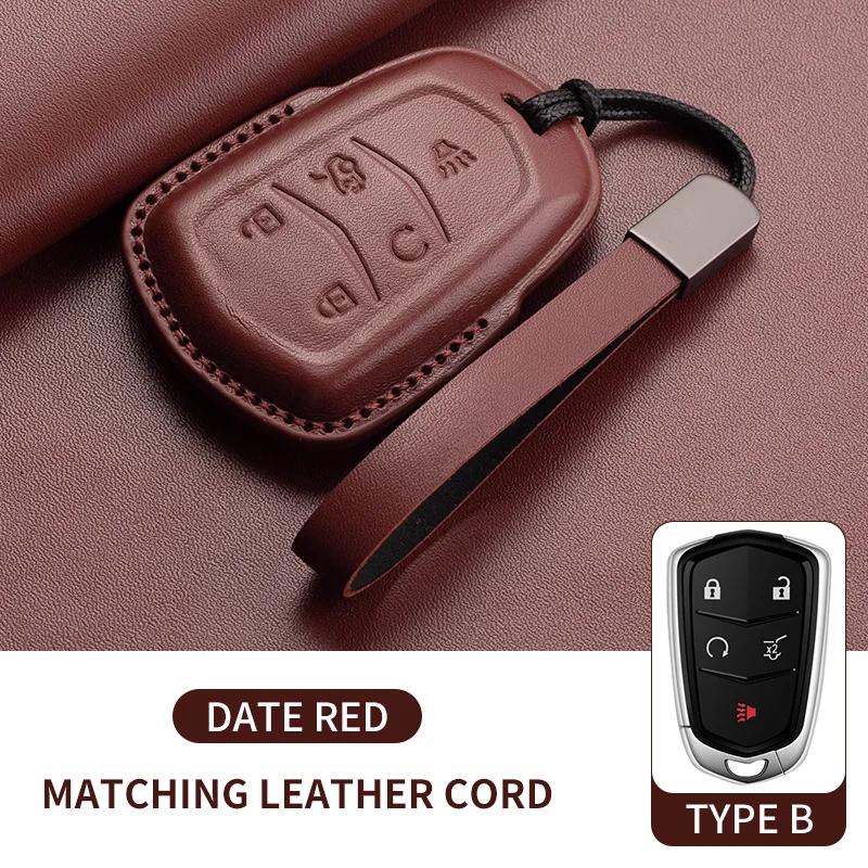 Leather Car Key Case Cover For Cadillac CT4 CT5 ATS CT6 CTS DTS XT5 Escalade ESV SRX STS XTS  XT4 28T ELR  Car Key Accessoires