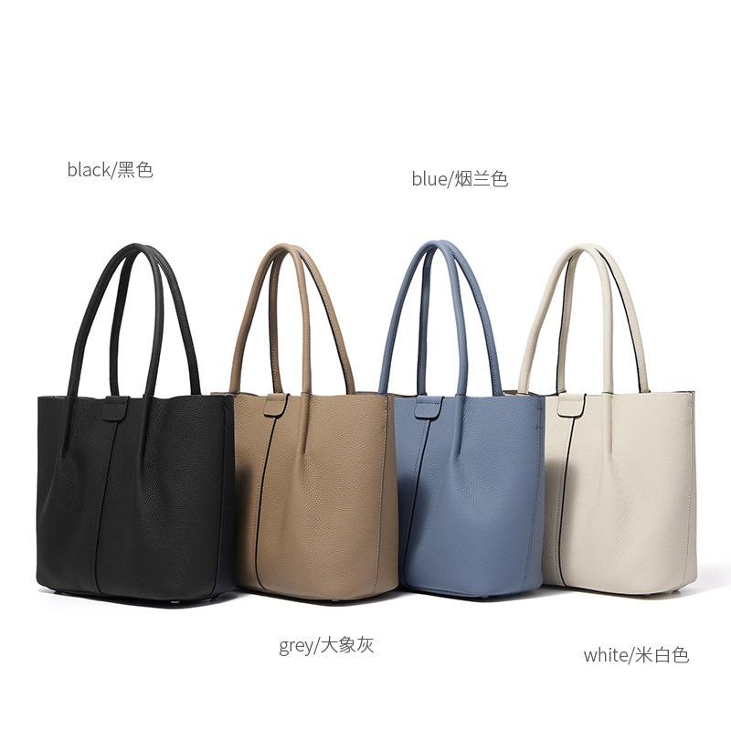 New pleated handbag versatile first-layer cowhide shoulder bag casual messenger bag soft leather tote bag women