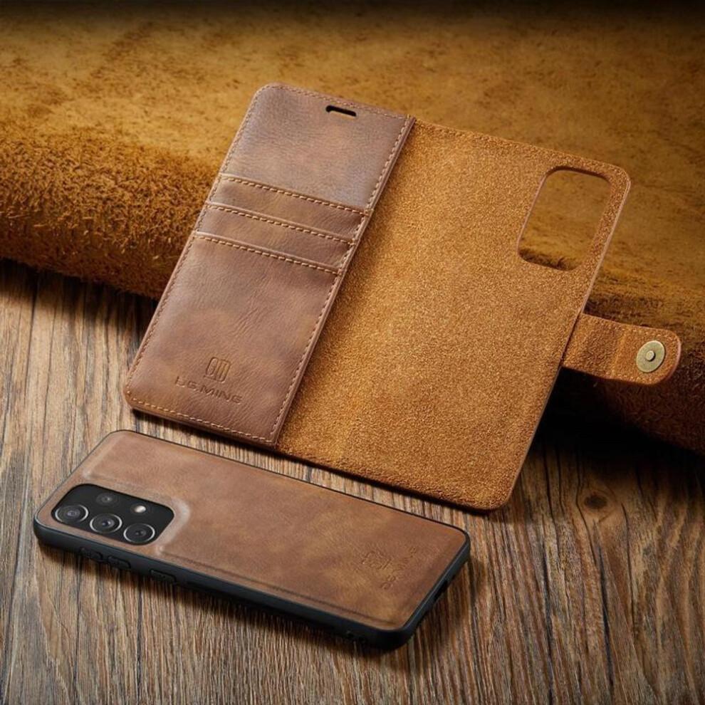 (brown, Samsung S21 Ultra) Business Genuine Leather Wallet Case Card Holder Strong Magnetic Flip Cover