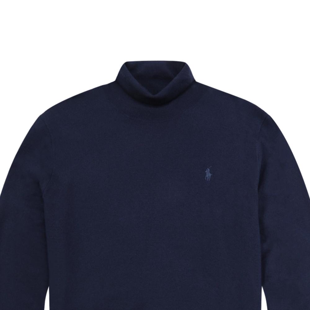 Polo Ralph Lauren Pull Tricot à Col Haut avec Logo Petit Poney Brodé pour Homme Pull Bleu Marine MNPOSWE16820082-400