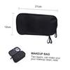 No-brand nylon material black double-layer makeup travel bag cosmetic zipper dirt-resistant essential protection easy use storage bathroom pouch.