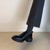 Thick-soled round head retro simple loafers women's Velcro autumn new commuter thick heel comfortable deep mouth single shoes women