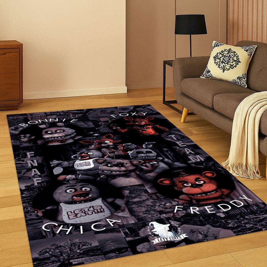 3D F-FNAF Game Cartoon Carpet Rug for Bedroom Living Room Sofa Doormat Home Decor,Kids Game Area Rug Non-slip Christmas Gift