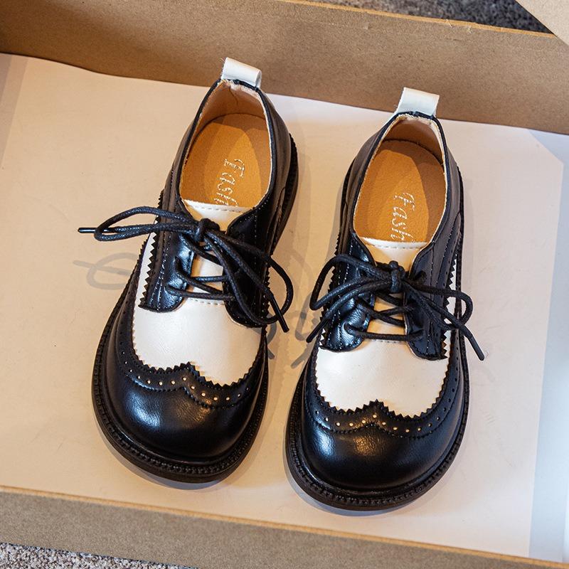 Boy's Shoes Spring and Autumn New Children's Bean Shoes Korean Version of Elementary School Performance Shoes Black Casual Shoes for Girls