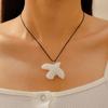 Simple Personality White Ceramic Dove of Peace Pendant Black Leather Rope Lace-up Necklace for Women Animal Collar Chain Jewelry