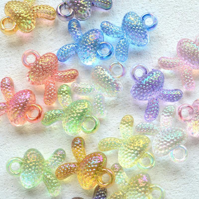 Jewelry Accessories Hanging Hole Exquisite Transparent DIY Bracelet Pendant Acrylic 17.5*21mm Colorful 5Pcs Rabbit Head Beads Plated UV