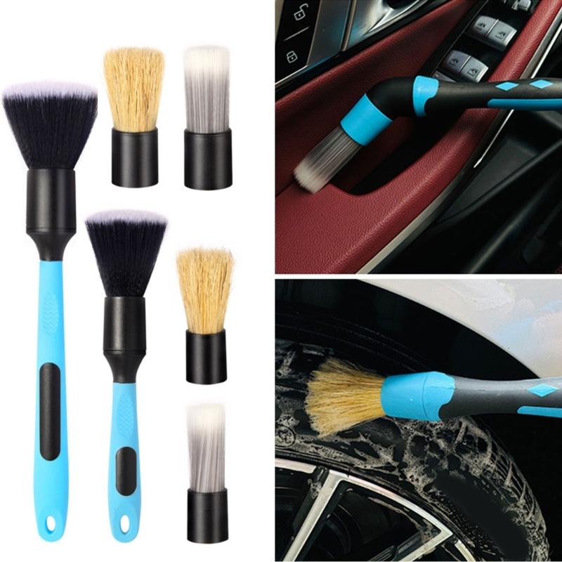 Multipurpose Cleaning Brush Kit Including Soft and Hard Bristles for Safe Scrubbing on Car and Household Items