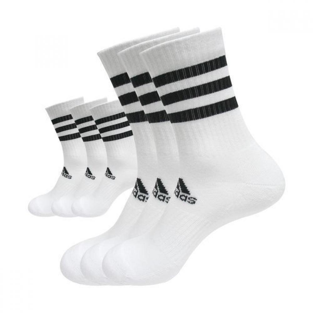 

AdidasOriginals Adidas Kids Three Line 3S Cushion Junior Children Crew Sox Sports Socks Long Neck 3 Pairs Set DZ9346