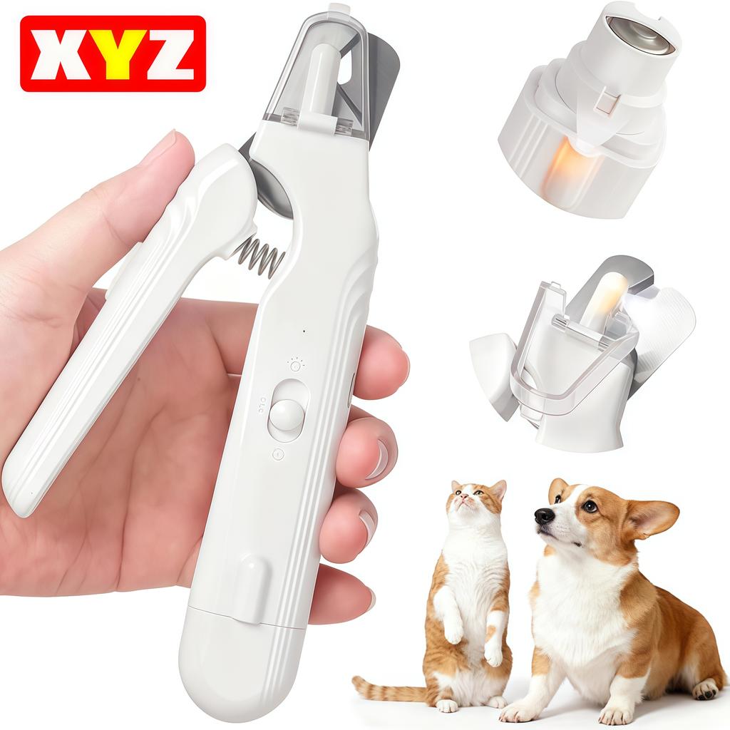 2 In 1 Pet Nail Clippers Dog Nail Grinder for Dogs Cats Claw Trimmer with 2 LED Lights Quiet Splash Guard Pet Nail Grooming Tool
