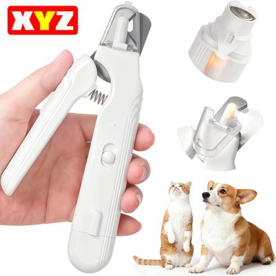 2 In 1 Pet Nail Clippers Dog Nail Grinder for Dogs Cats Claw Trimmer with 2 LED Lights Quiet Splash Guard Pet Nail Grooming Tool