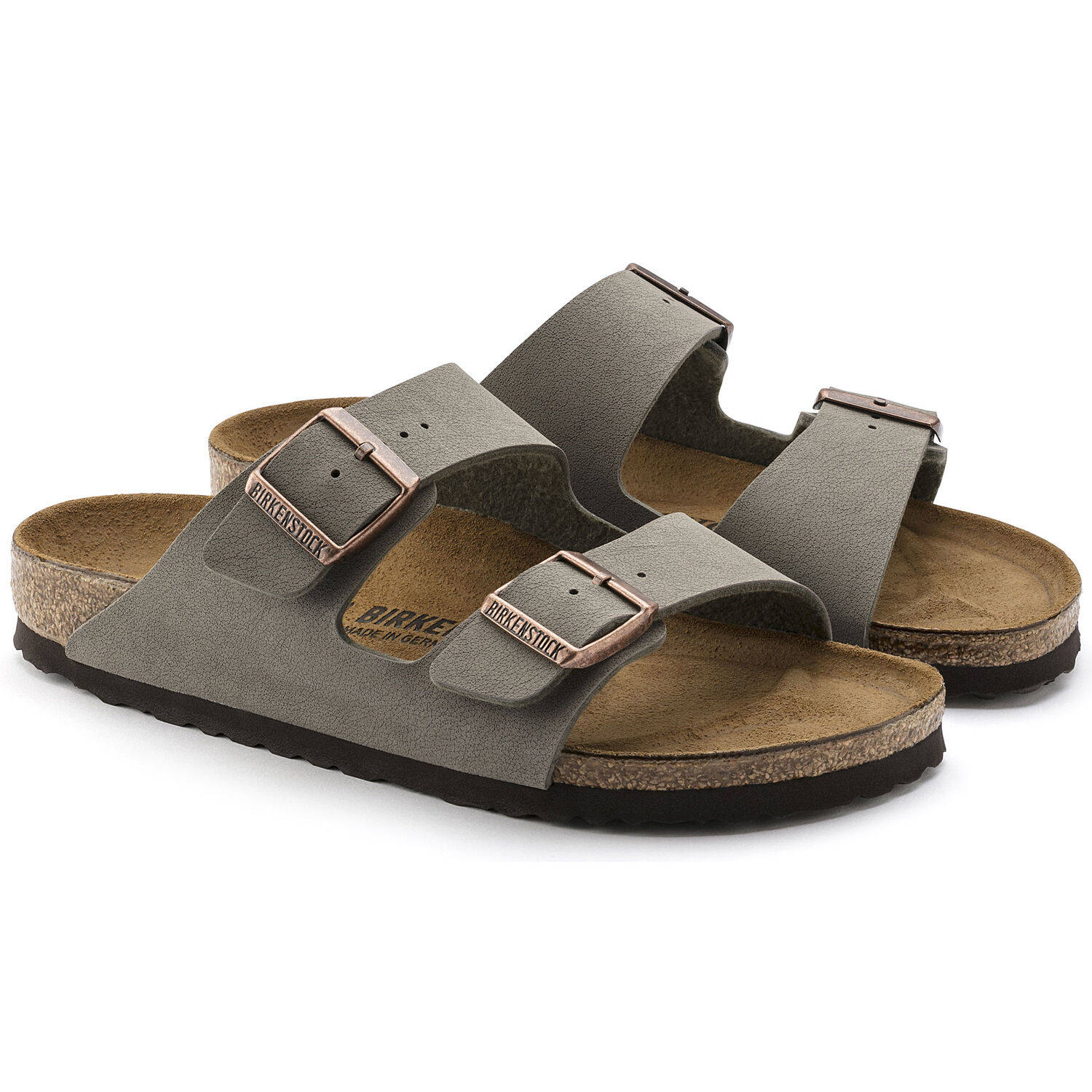Women`s/Men`s grey Birkenstock Arizona Birko-Flor Nubuck