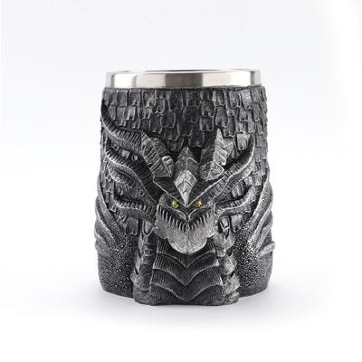 Tazze a Doppio Strato Grande Capacità Tazza per Tè al Latte 3D Retrò Acciaio Inossidabile Decorazione Creativa Resistente al Calore per Famiglia Bambini Regali