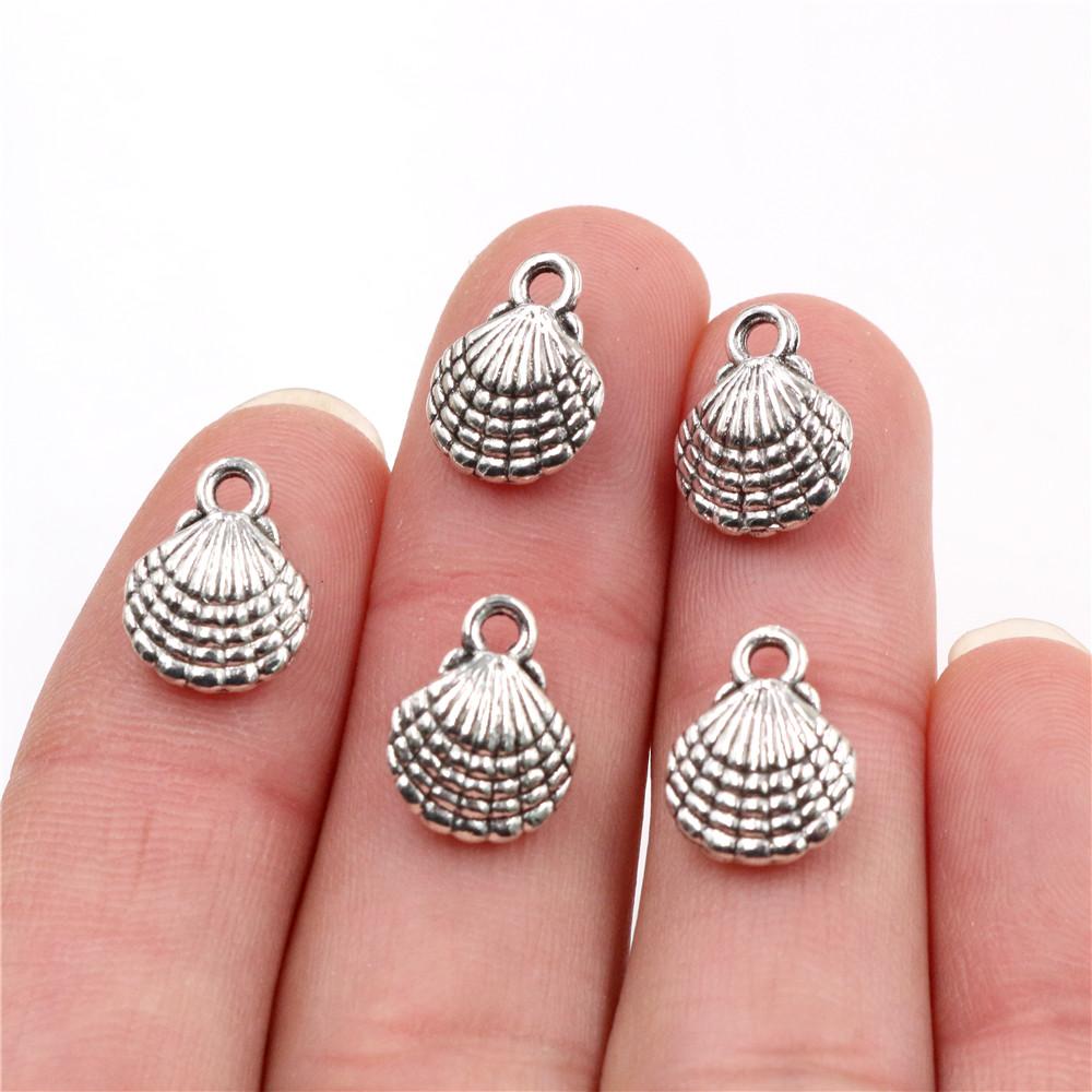 

20pcs Charms double sided shell 13x10mm Antique Making pendant fit,Vintage Bronze Tibetan Silver Plated ,DIY bracelet necklace античный серебряного