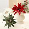 Fabric Ribbon Artificial Poinsettia Flower Flocking DIY Christmas Flower Home Decoration