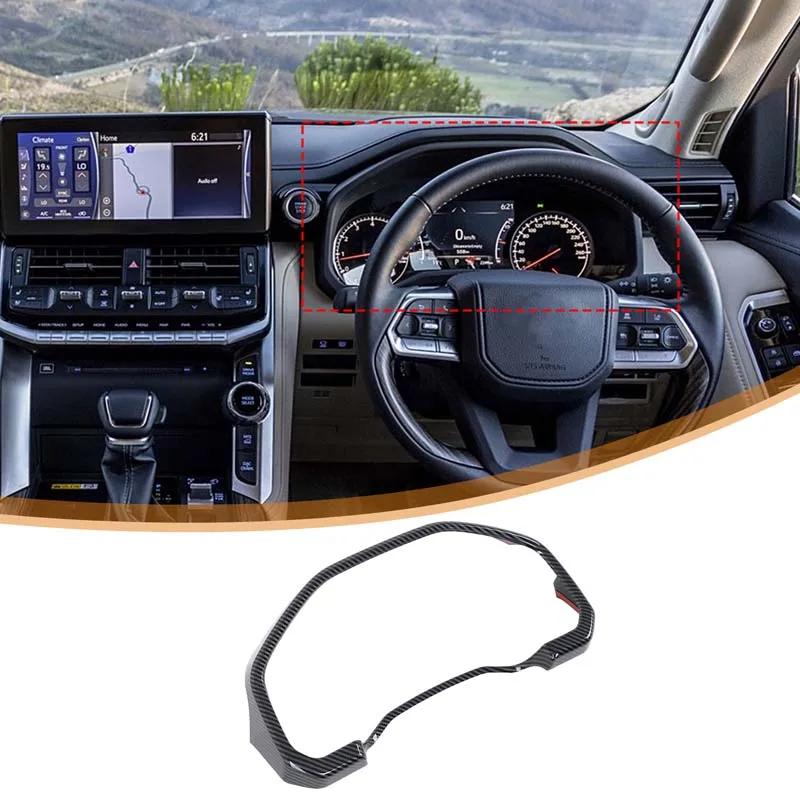 ABS Carbon Fiber Pattern Car Steering Wheel Button Frame Decoration Sticker For Toyota Land Cruiser LC300 + Car Accessories