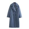 Elegant Warm Women Long Woolen Overcoat Thick Long Sleeve Solid Color Coat