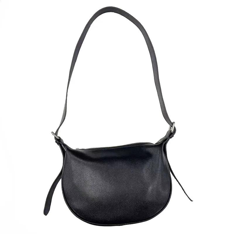 Women s Shoulder Saddle Bag Commuting Genuine Leather Handbag Solid Color Soft Cowhide Ladies Crossbody Lightweight Casual Bag чёрный 7330₽