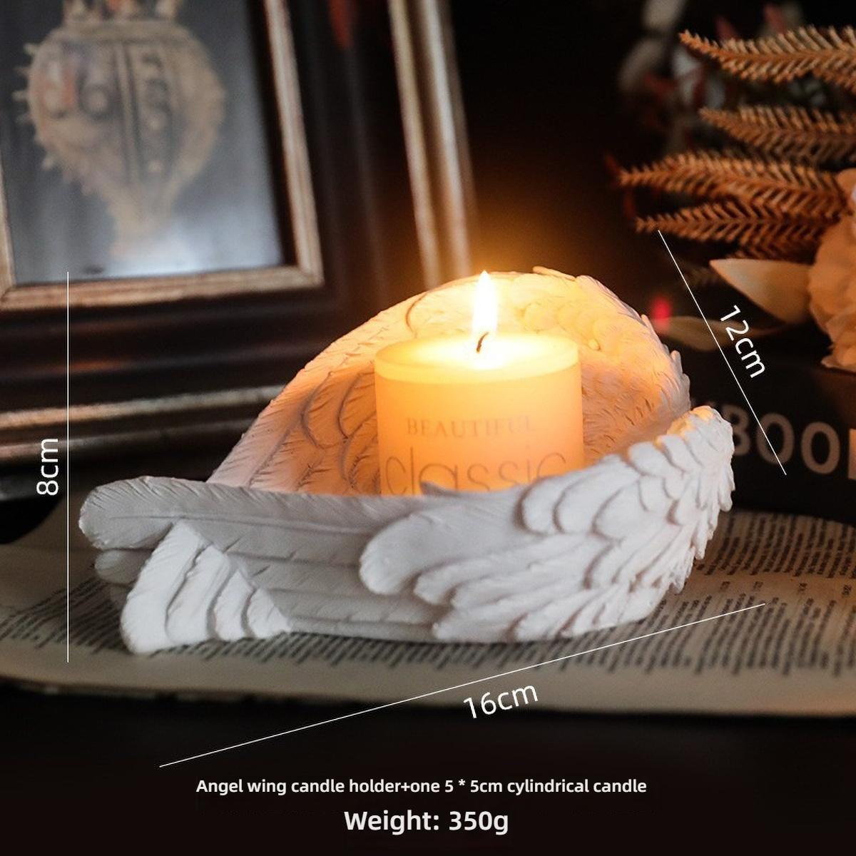 

White Angel Prayer Tealight Candle Holder for Church - Resin Religious Decor, Altar Decoration with Guardian Angel Statue