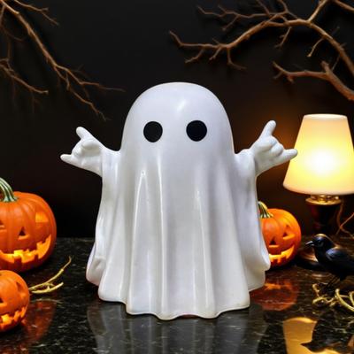 3 Pcs Halloween Ghost Figurine Spooky Small White Ghost Statue Resin Tabletop