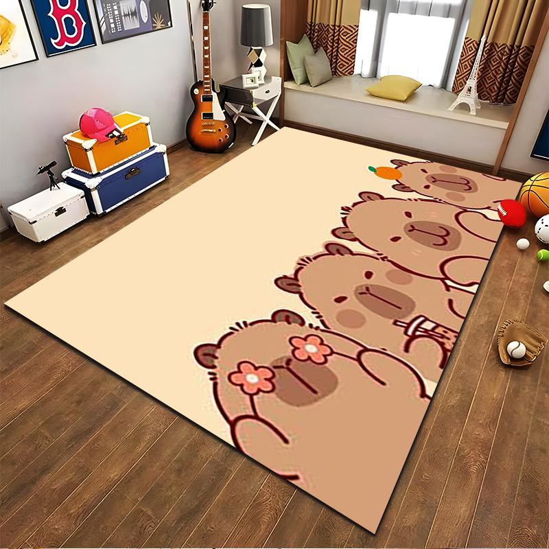 Cartoon Bears Pattern Carpet, Cute Beige Rug for Cozy Living Rooms Suitable for use as an anti-slip for living room bedroom sofas