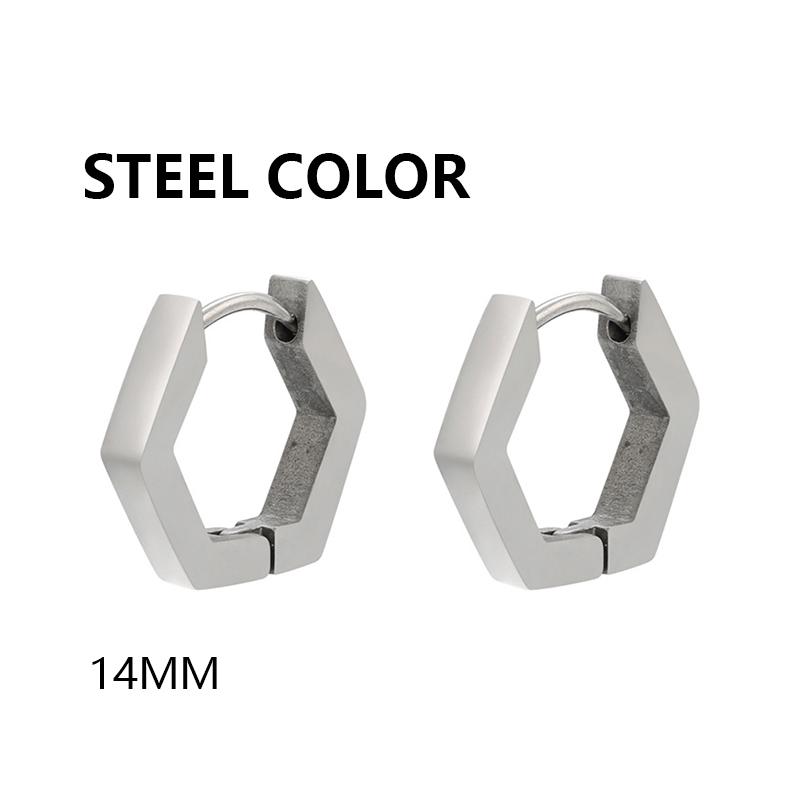 1 Pair Unisex Punk Rock Geometric Triangle Stainless Steel Earrings Women Men Piercing Push-Back Clip Ear Rings Party Zircon