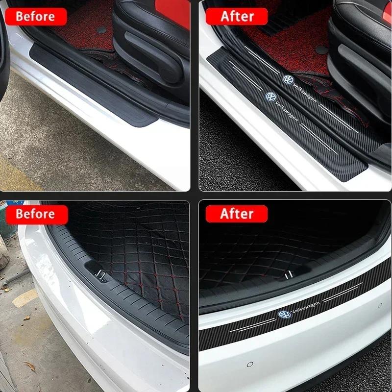 Hijk1 Car Door Sill Plate Sticker Anti-scratch Strip Trunk Protection Decals for VW Polo Golf Passat Touran Bora Beetle Jetta Tiguan