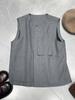 2025 Suyu Elegant Gray Sleeveless Vest for Women - Old Money Style, High-End, Versatile & Casual for Autumn