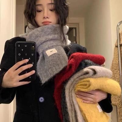 Lila Wollschal im koreanischen Stil für Mädchen - Warm, dick und kuschelig für Herbst und Winter