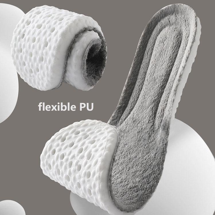 1 Pair High Elasticity Padded Warm Insoles for Men Women Shock Absorbing Latex Insoles Warm Insoles for Fall and Winter Sports Insoles