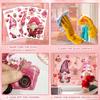 BORAMDO Valentine's Day Window Clings 12 Sheets, Happy Valentine's Day Gnome Decals Stickers, Removable Pink Decorations for Glass Windows, Holiday