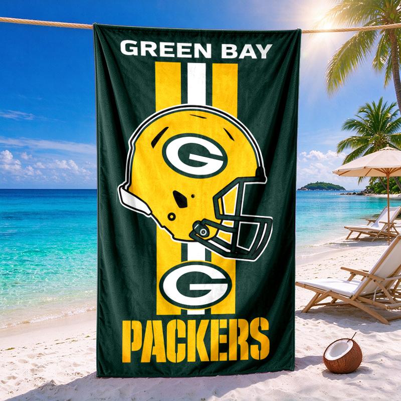 Green Bay Packers Quick-drying soft and absorbent beach towel—perfect for beach trips swimming outdoor camping and travel an essential beach item