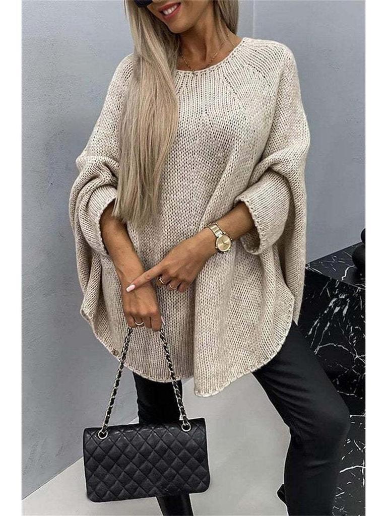 2024 Autumn/Winter Women's Cape-Style Knit Shawl Sweater