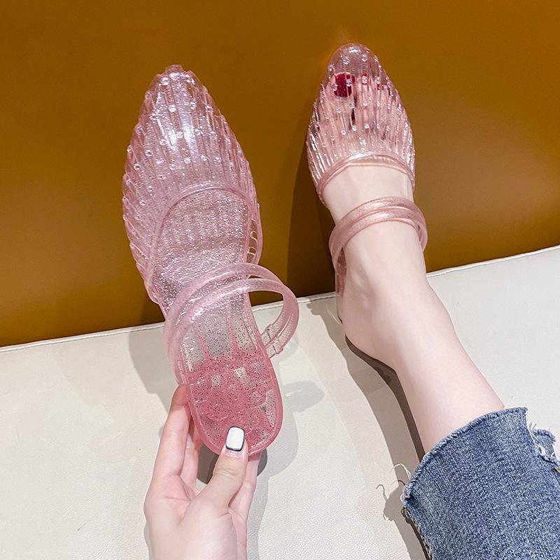 

Princess Crystal Women s Summer Wedge Jelly Slippers: Odor-Resistant, Non-Slip, Closed-Toe Plastic Shoes 36 рожевий червоний колір