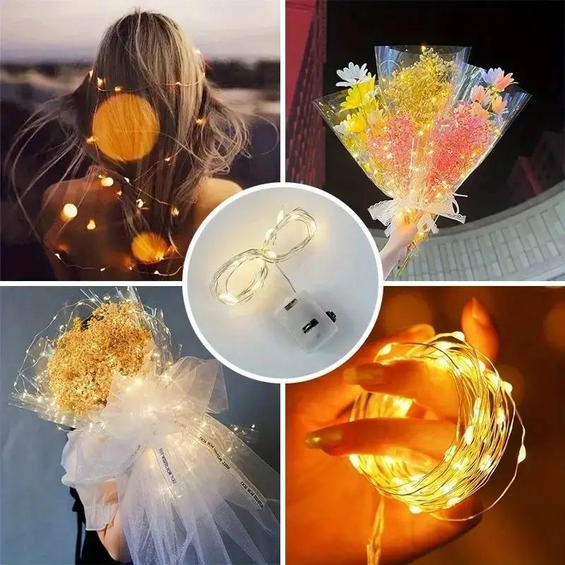 10PCS 2M 20 LED String Lights Battery Box LED Copper Wire Light Atmosphere Colored Light for Room Halloween Christmas Decoration