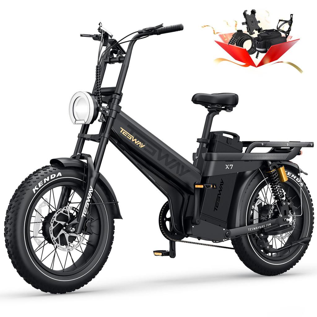 TESWAY X7 AWD All-Terrain Elektrofahrrad 52V60Ah Akku 1000W*2 Dualmotor Elektrofahrrad 20 Zoll Offroad-Reifen Mountain E-Bike