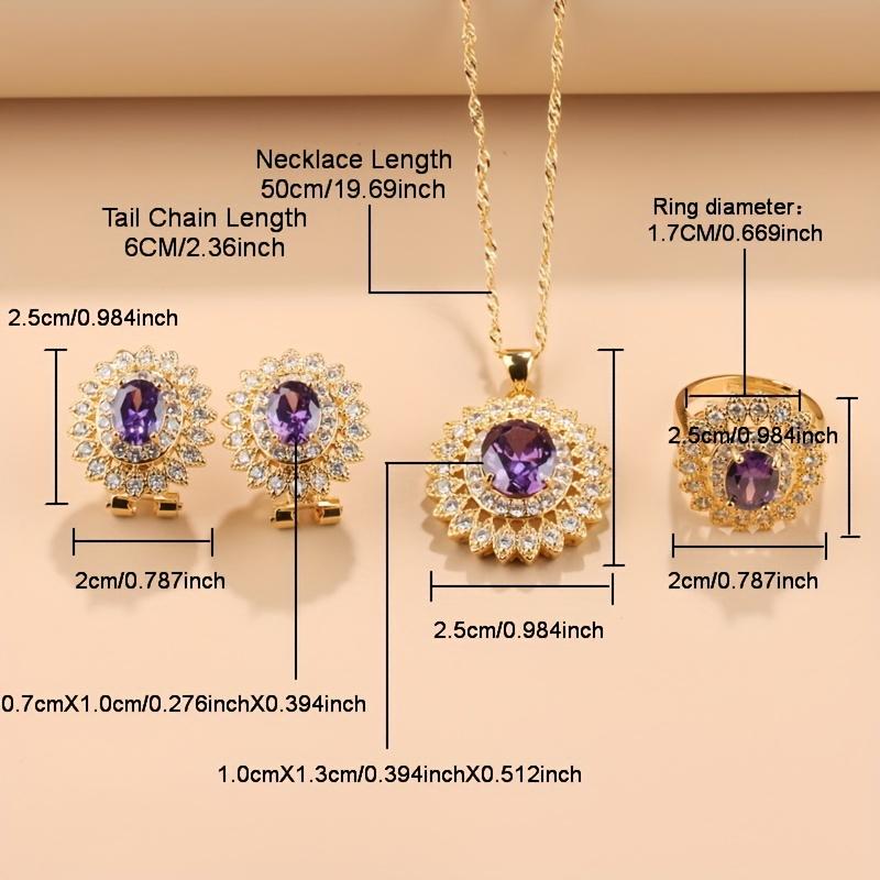 High-Quality Synthetic Zircon Sunflower Series Earrings Necklace Pendant Ring Bridal Wedding Fashion Jewelry Set