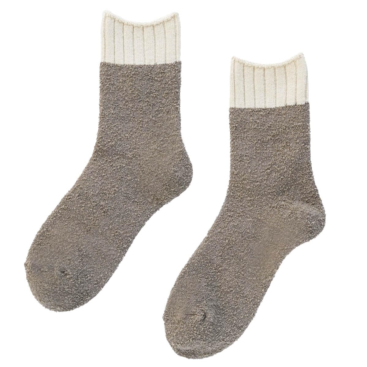 

[Кинуё] Пушистые носки из шелка и шерсти, Дышащие, до щиколотки, для зимы, Женские, 22,5-24,5 см, SO7750, Коричневый