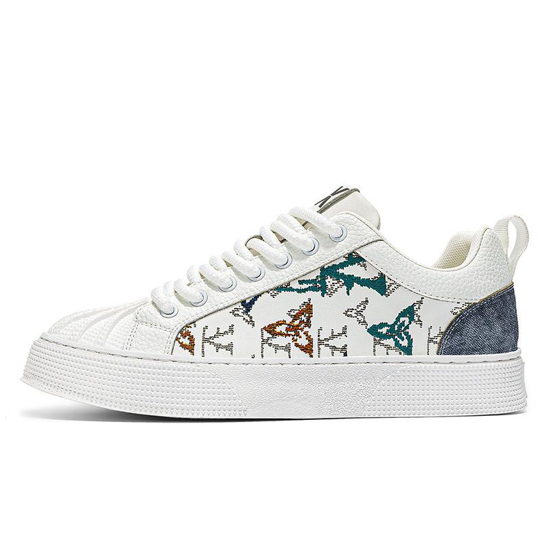 

2024 new men s low-top skateboard shoes, adolescent students Hong Kong style white shoes, live broadcast sports and leisure trendy men s shoes 39 белый