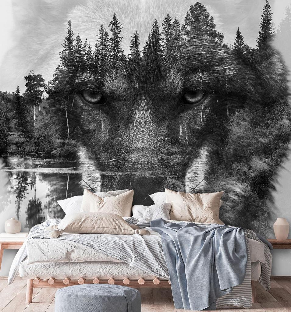 Wallpaper Wall muralWolf forest in mist nature animals
