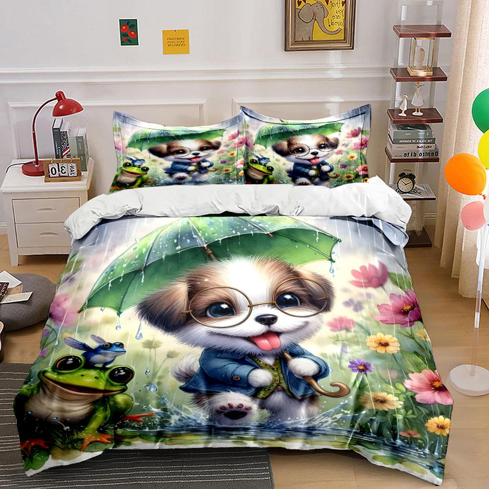 Rainy Day Companions Adventure Kid'S And Adults' Bedroom Decor, Exquisite Three-Piece Bedding Set Gift