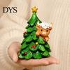 Resin Christmas Statues Highland Cow Stocking Figurine, Xmas Tree Cattle Holiday Figurines Statue, Animal Sculpture for Desktop Decoration Festive