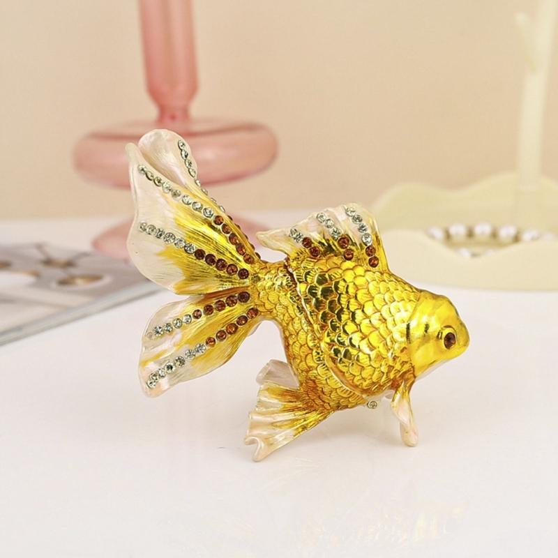 Multifunctional Goldfish Shape Jewelry Holder Delicate Jewelry Organizers Alloy Texture Suitable for Various Occasion