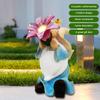 Resin Garden Statue with Solar Powered Light Garden Gnome Statues Gnome Luminous Ornament for Outdoor Garden Yard Decor