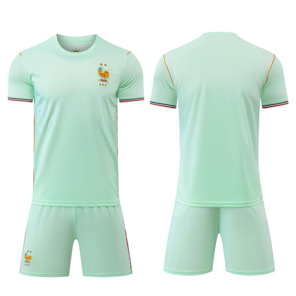 2026 France Away Light Green Plain Football Jersey Set XL