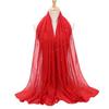 75x180cm Beads Pleated Hijab, Cotton Rayon Scarf Shawl